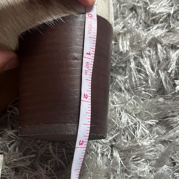 Leather booties with hand tooled detailing, hairon and belted accent, new, Myra - Picture 13 of 16